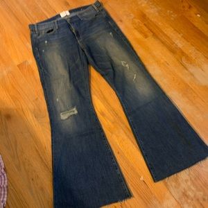 Distressed bell bottom jeans